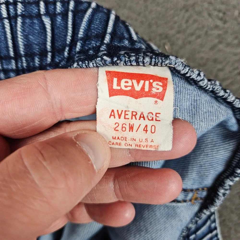 Vintage Levis 26W 40 Light‎ Wash Patchwork Straight Leg Jeans Made in USA Blue